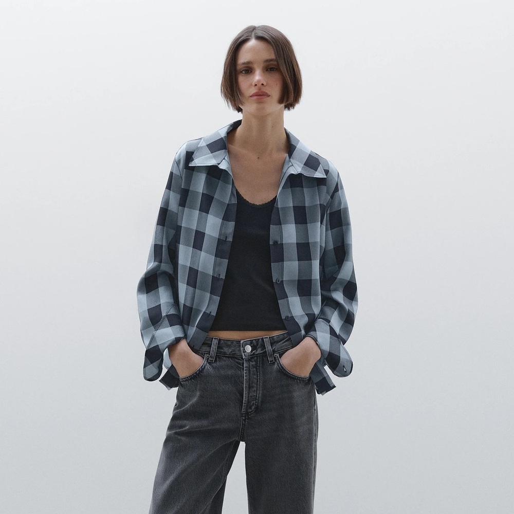 Massimo Dutti Flowing Check Button-down Blouse